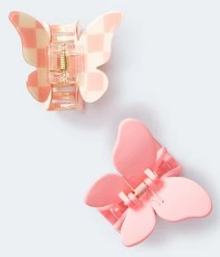 Aeropostale Women's Checkerboard & Matte Butterfly Claw Hair Clip 2-Pack