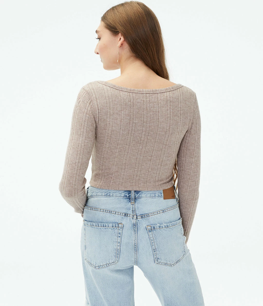 Aeropostale Women's Long Sleeve Notch-Neck Cropped Shrunken Tee - Image 4