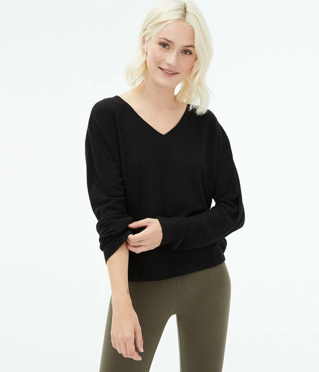 Aeropostale Women's Long Sleeve Cozy Waffle Tee - Image 7