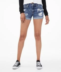 Aeropostale Womens Seriously Stretchy Low-Rise Denim Midi Shorts