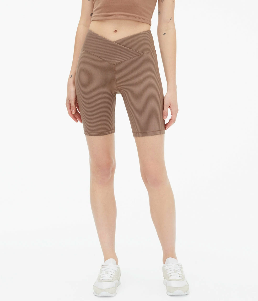Aeropostale Women's Ribbed High-Rise Crossover Bike Shorts - Image 5