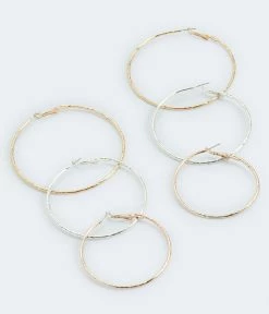 Aeropostale Women's Textured Trio Hoop Earring 3-Pack