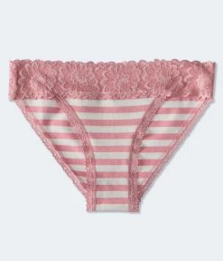 Aeropostale Women's Striped Lace-Trim Bikini