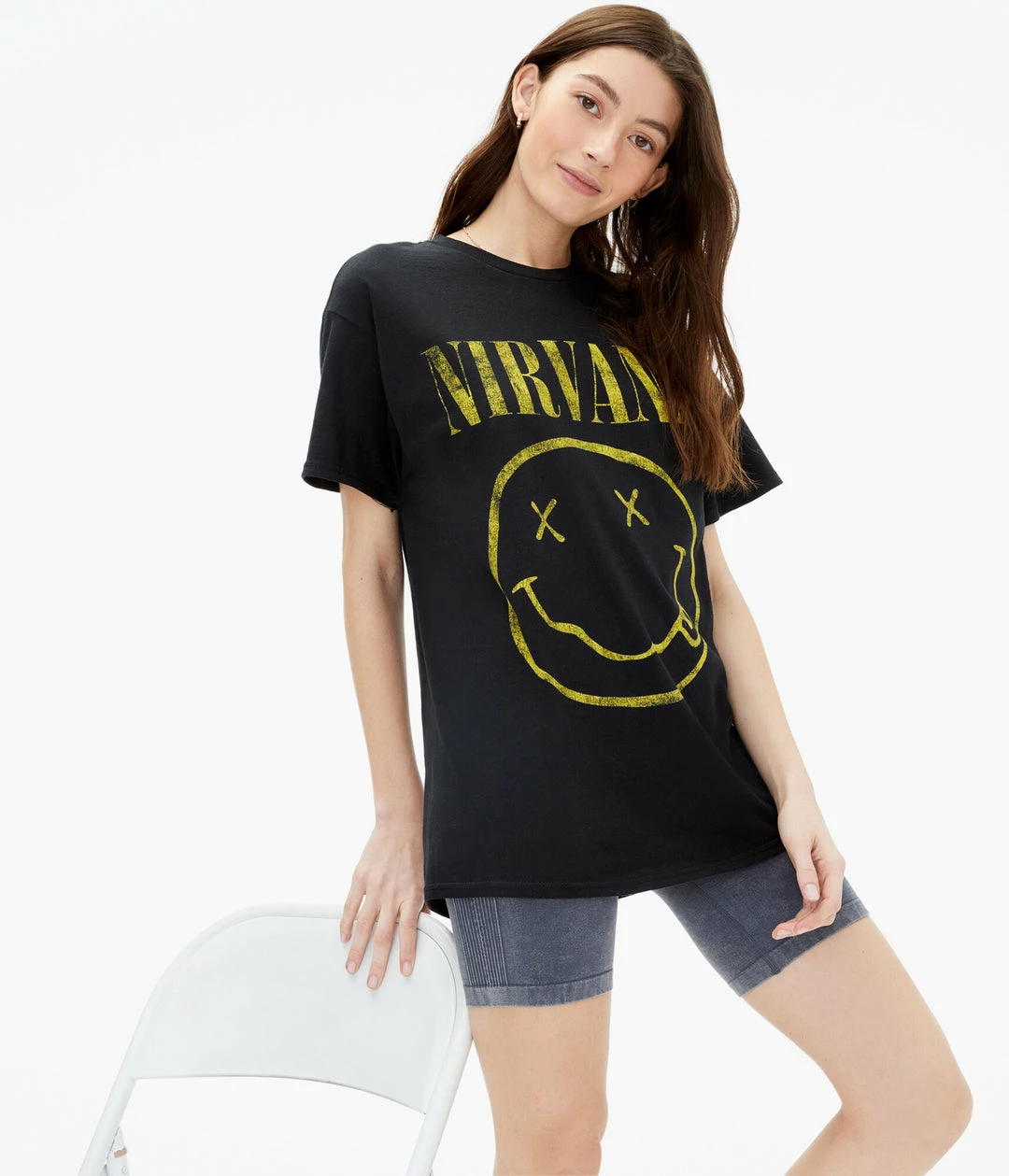 Aeropostale Women's Nirvana Smiley Face Boyfriend Graphic Tee - Image 3