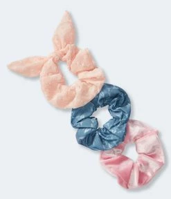 Aeropostale Women's Eyelet Bow Scrunchie 3-Pack