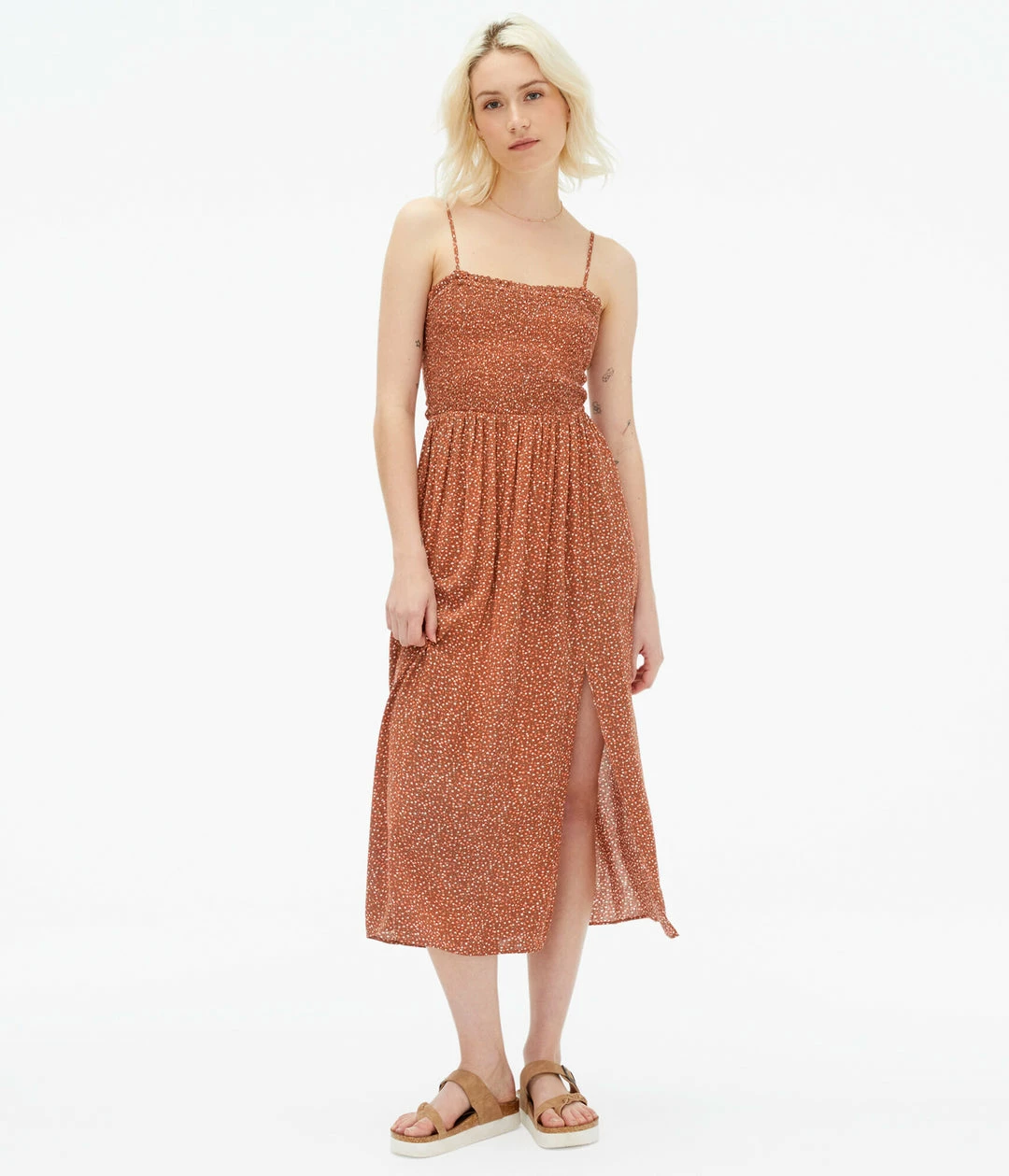 Aeropostale Women's Floral Square-Neck Smocked Midi Dress - Image 5