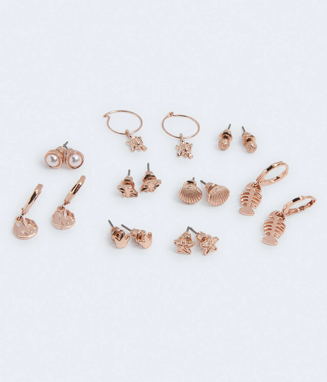 Aeropostale Women's Seaside Stud & Hoop Earring 9-Pack