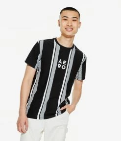 Aeropostale Men's Vertical Stripe Graphic Tee