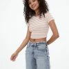 Aeropostale Women's Seriously Soft Striped Cropped Baby Tee