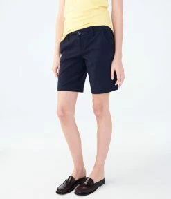 Aeropostale Women's Curvy Solid Bermuda Uniform Shorts