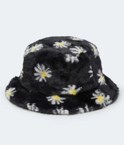 Aeropostale Women's Daisy Faux Fur Bucket Hat