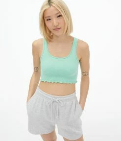 Aeropostale Women's Acid Wash Seamless Cropped Scoop-Neck Tank