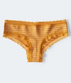 Aeropostale Women's Thin Stripe Lace-Trim Cheeky