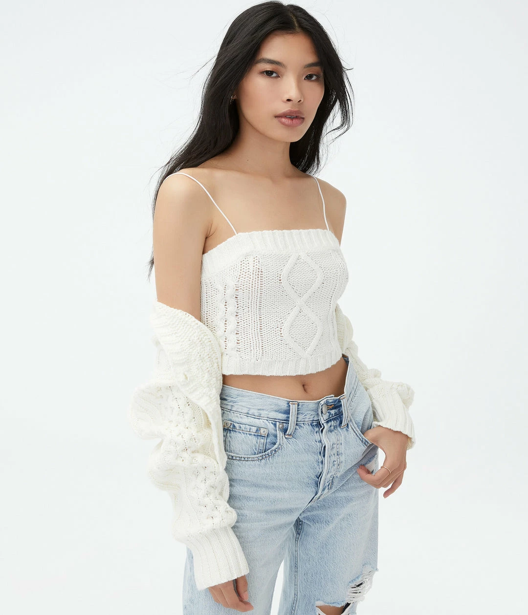 Aeropostale Women's Cable-Knit Cropped Bungee Cami