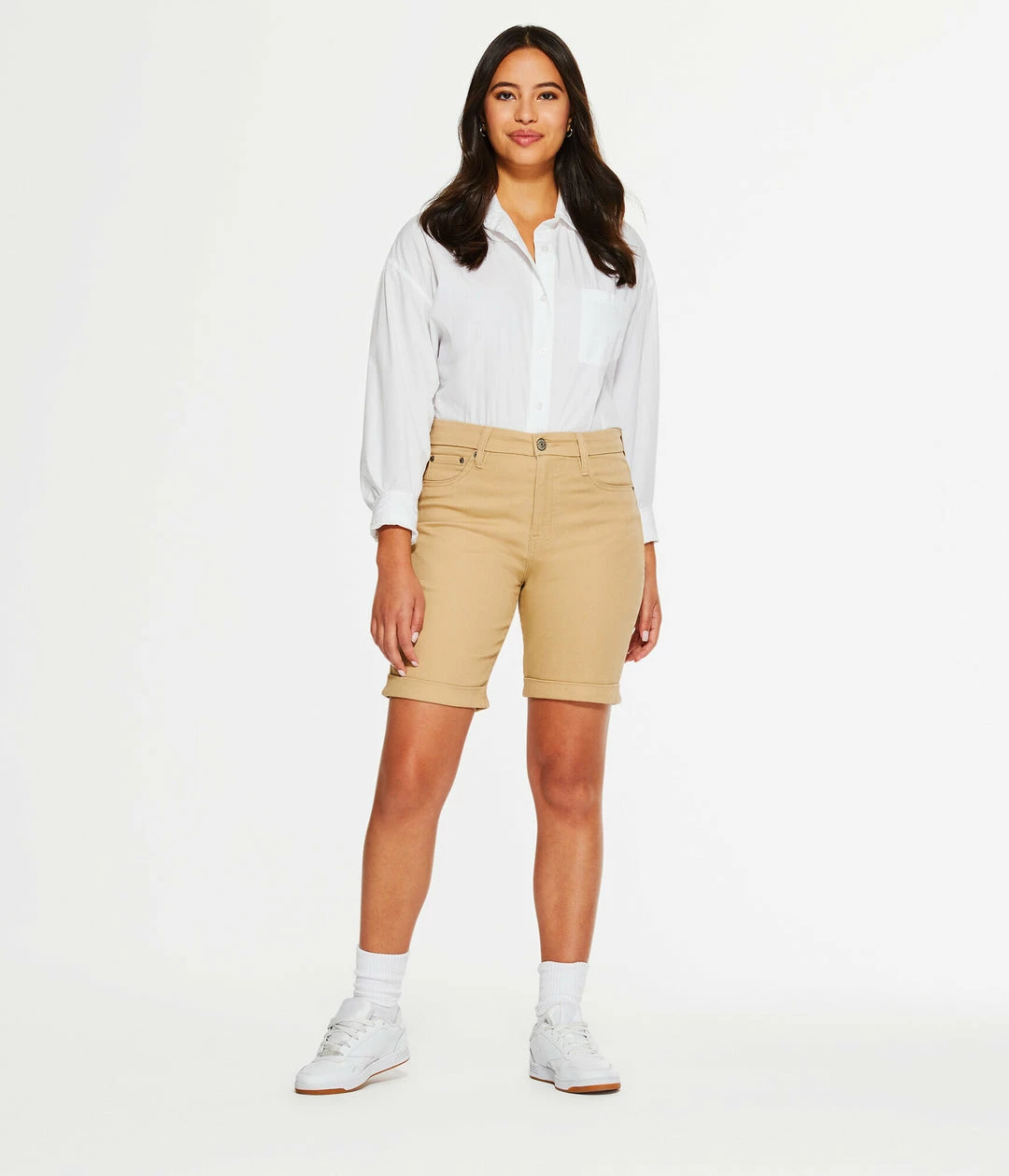 Aeropostale Womens Seriously Stretchy High-Rise Curvy Uniform Bermuda Shorts - Image 2