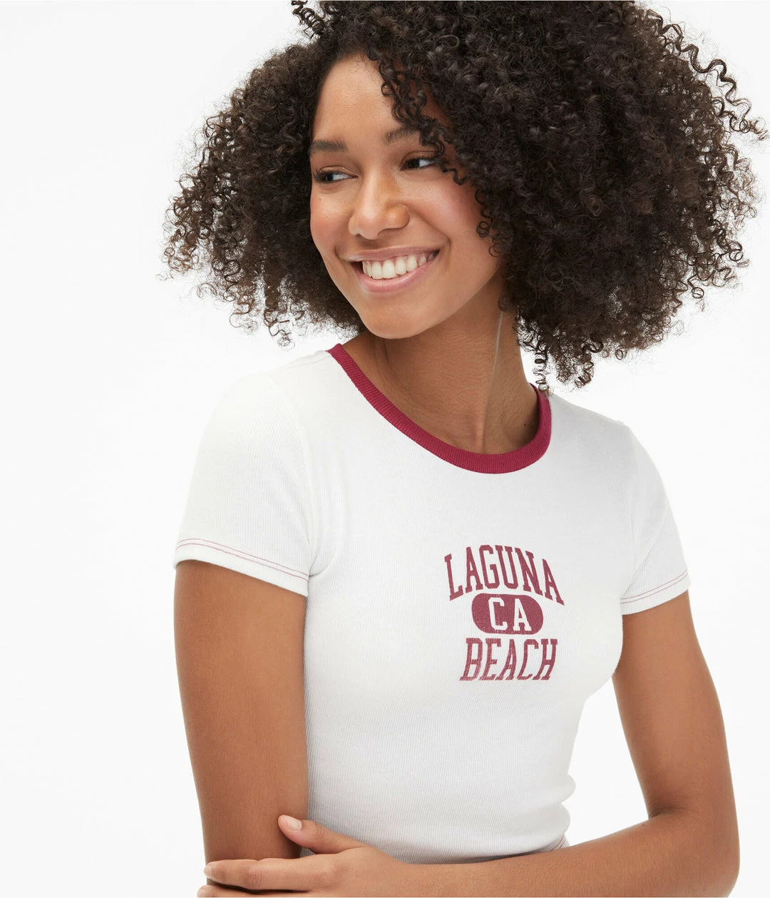Aeropostale Women's Seriously Soft Laguna Beach Cropped Graphic Baby Tee - Image 3