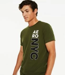Aeropostale Men's Vertical Nyc Appliquac Graphic Tee