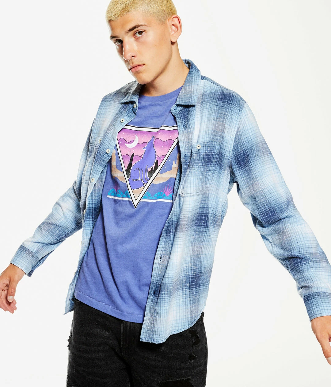 Aeropostale Men's Long Sleeve Relaxed Plaid Flannel Button-Down Shirt