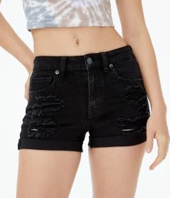 Aeropostale Women's Flex Effects High-Rise Denim Midi Shorts