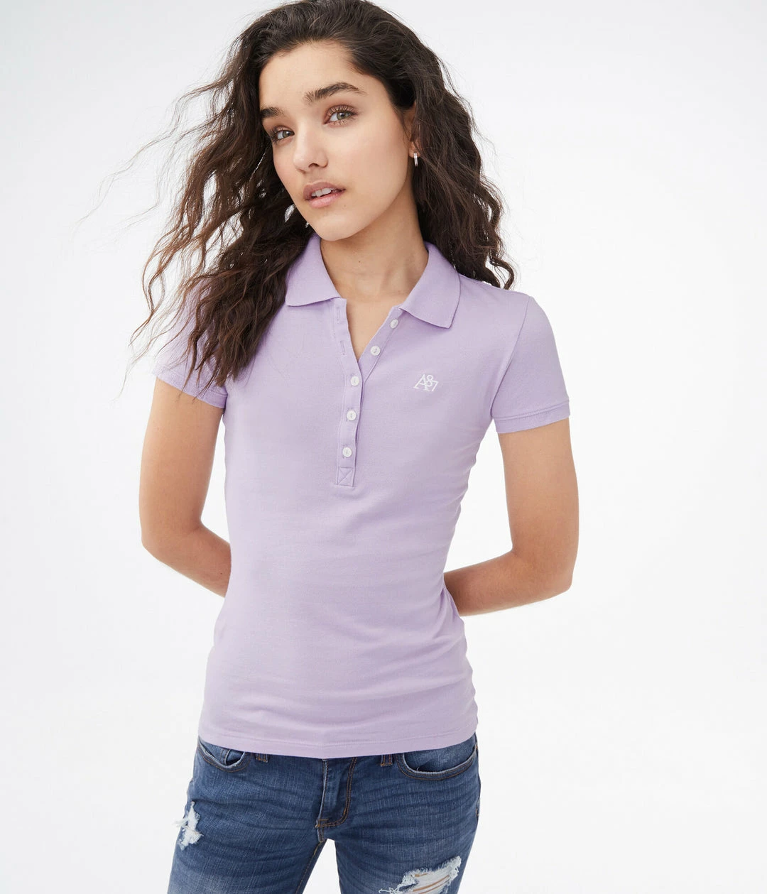 Aeropostale Womens Solid A87 Pique Polo - Image 19