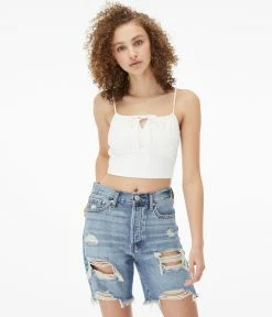 Aeropostale Women's Seriously Soft Keyhole Tie Cropped Tank