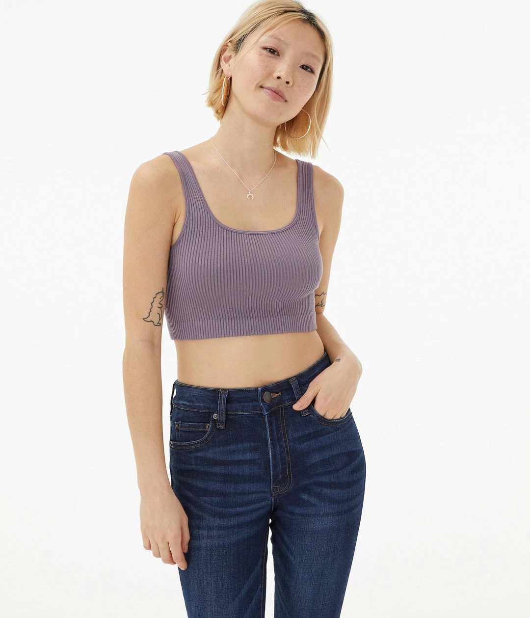 Aeropostale Women's Seamless Square-Neck Cropped Tank