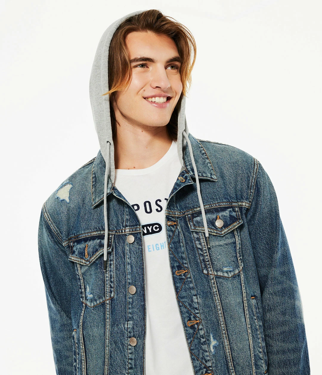 Aeropostale Men's Hooded Denim Trucker Jacket - Image 2