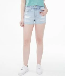 Aeropostale Womens Premium Seriously Stretchy High-Rise Curvy Denim Midi Shorts