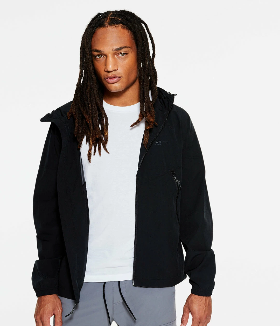 Aeropostale Men's Solid Hooded Windbreaker Jacket
