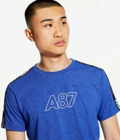 Aeropostale Men's A87 Logo Sleeve Tape Stretch Graphic Tee