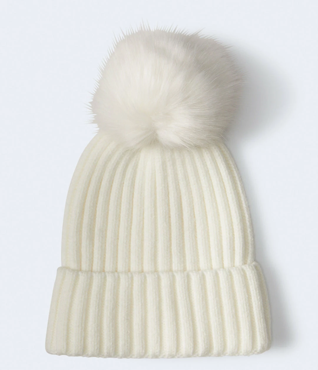 Aeropostale Women's Ribbed Faux Fur Pom Beanie - Image 2