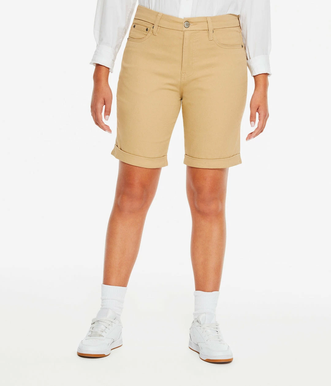 Aeropostale Womens Seriously Stretchy High-Rise Curvy Uniform Bermuda Shorts