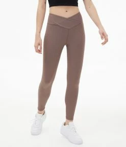 Aeropostale Women's Ribbed High-Rise Crossover Leggings