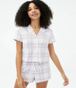 Aeropostale Women's Plaid Cozy Flannel Sleep Shirt***