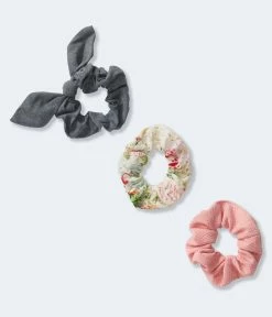 Aeropostale Women's Floral Eyelet Scrunchie 3-Pack