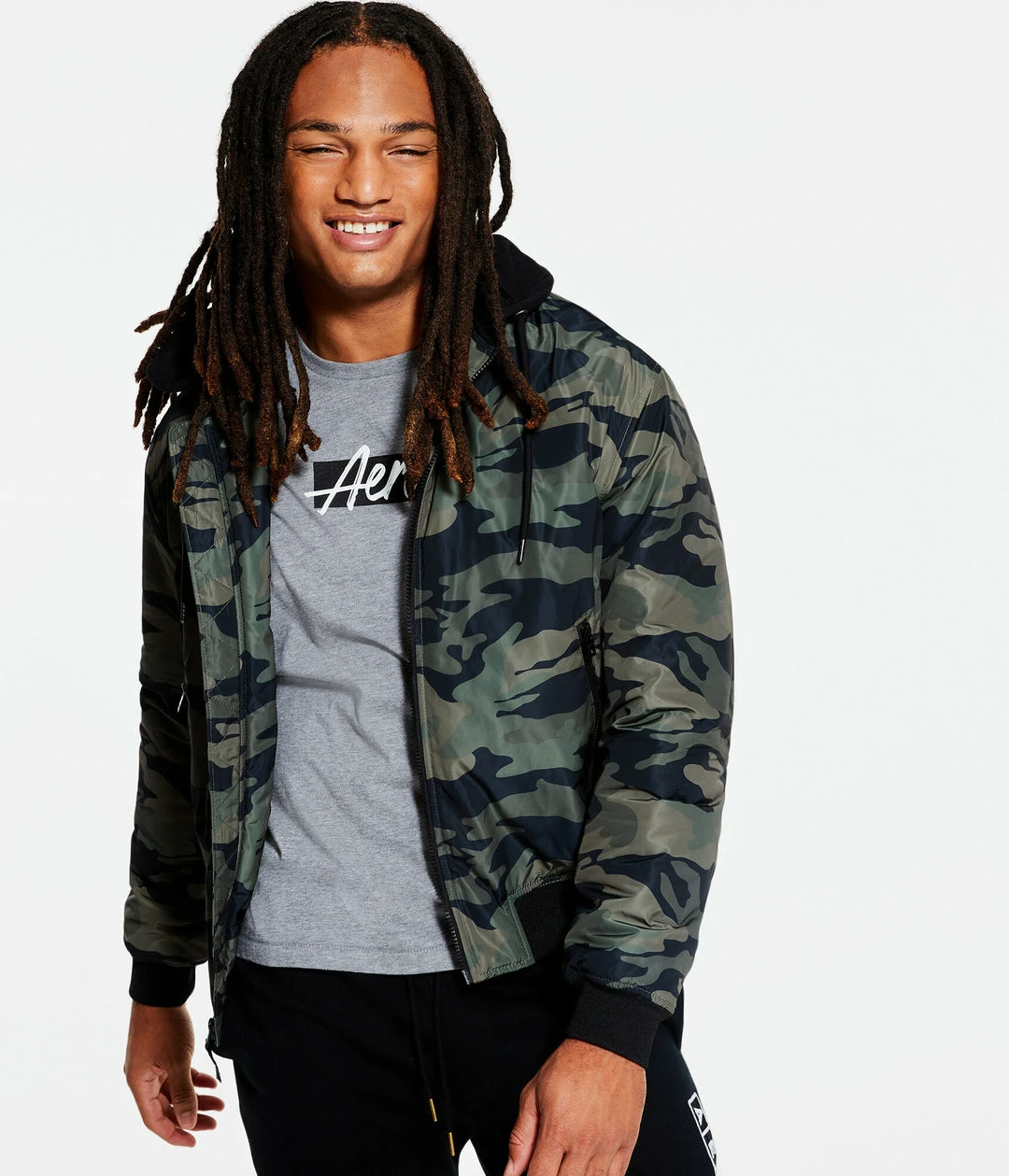 Aeropostale Men's Camo Hooded Bomber Jacket - Image 2