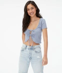 Aeropostale Women's Double Tie-Front Crop Top