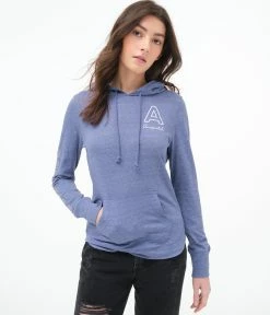 Aeropostale Women's Long Sleeve Letter Logo Hooded Graphic Tee***