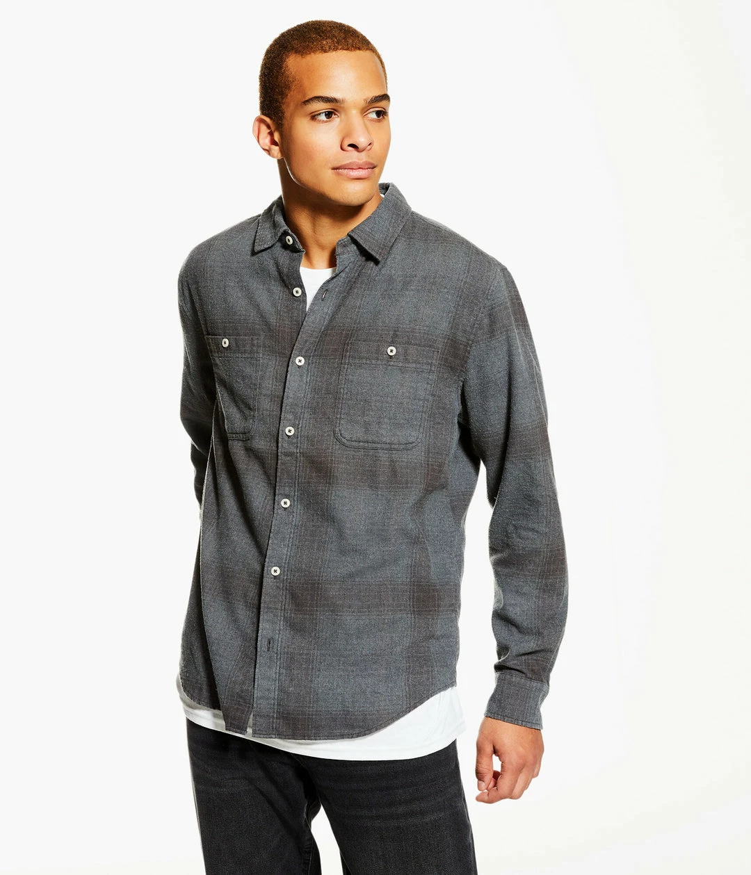 Aeropostale Men's Long Sleeve Relaxed Plaid Flannel Button-Down Shirt