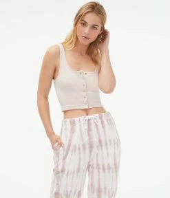 Aeropostale Women's Seriously Soft Thermal Snap Cropped Tank