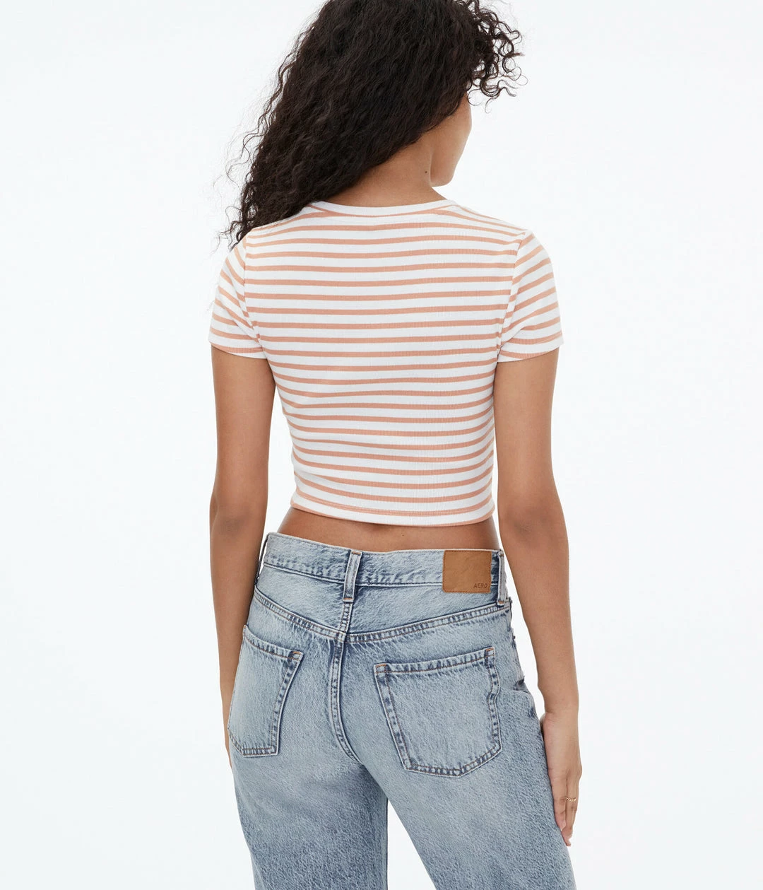 Aeropostale Women's Seriously Soft Striped Cropped Baby Tee - Image 4