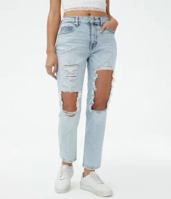 Aeropostale Women's High-Rise Stretch Mom Jean