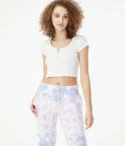 Aeropostale Women's Scoop-Neck Cropped Henley