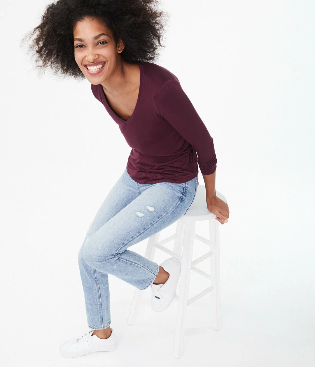 Aeropostale Women's Long Sleeve Seriously Soft V-Neck Tee - Image 2