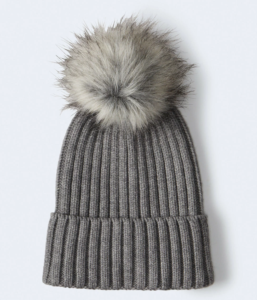 Aeropostale Women's Ribbed Faux Fur Pom Beanie - Image 4