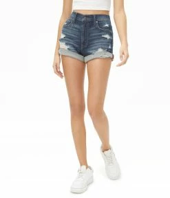 Aeropostale Women's High-Rise Denim Mom Shorts***