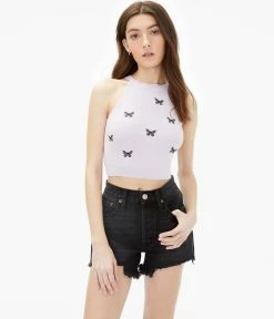 Aeropostale Women's Butterfly Cropped High-Neck Sweater Tank