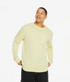Aeropostale Men's Long Sleeve Washed Pocket Crew Tee