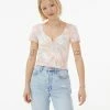Aeropostale Women's Seriously Soft Tie-Dye Notch-Neck Cropped Baby Tee