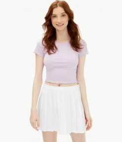 Aeropostale Women's Ribbed Cropped Shrunken Tee